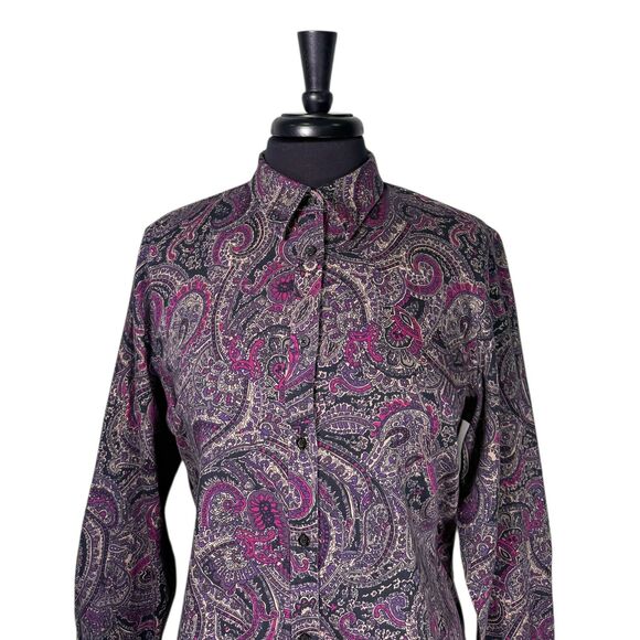 Chaps Ralph Lauren Womens Shirt XL Paisley Houndstooth Cotton Non Iron Button Up - Picture 4 of 8